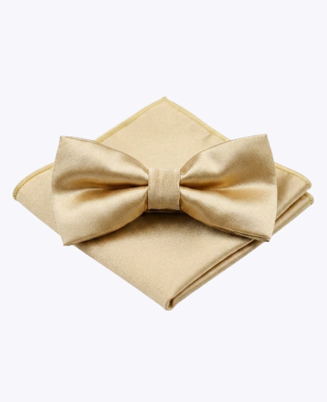 Noeud Papillon + Pochette de Costume Doré n°2 Homme en Polyester «Jules»