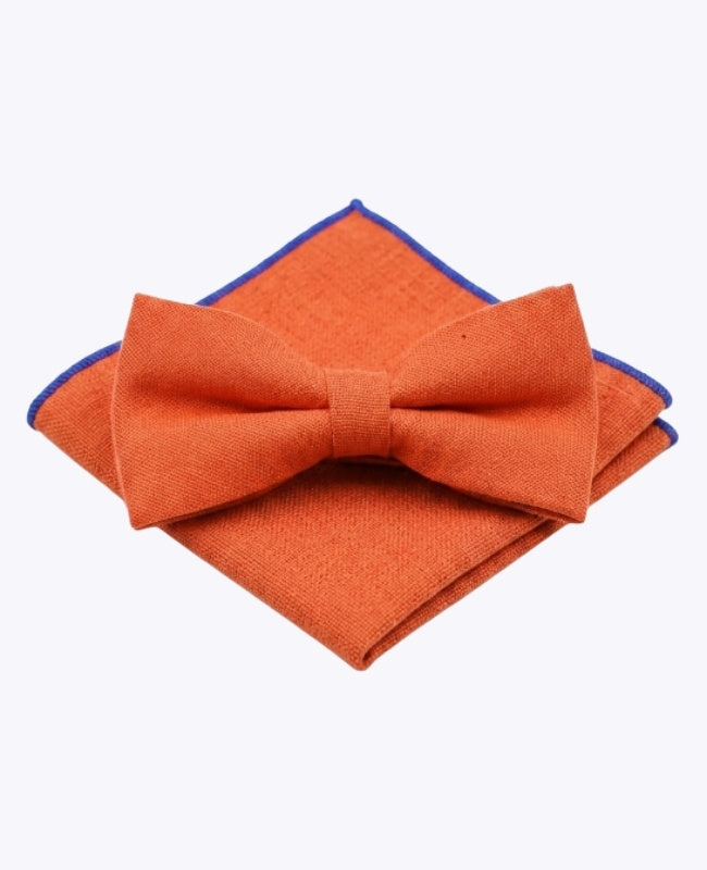 Fluga + Bröstficknäsduk Orange nr 1 Herr i Linne »Basile«