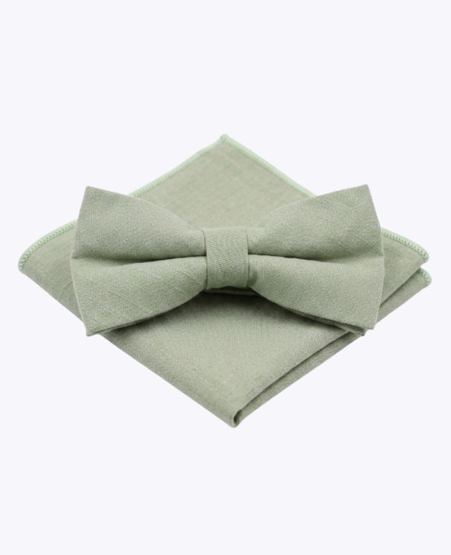 Noeud Papillon + Pochette de Costume Vert n°2 Homme en Coton «Oscar»