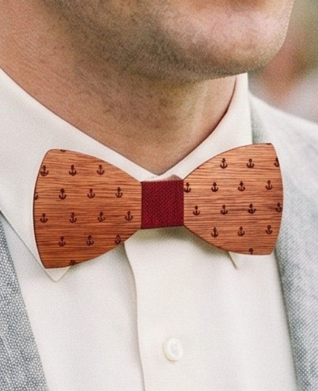 Noeud Papillon Rouge Homme en Bois «Côme»