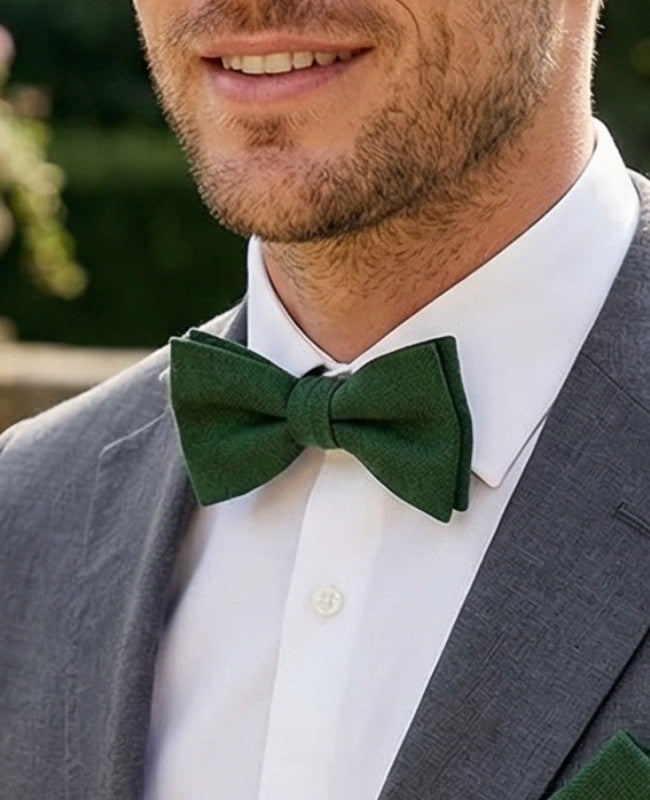 Noeud Papillon Vert n°2 Homme en Lin «Basile»