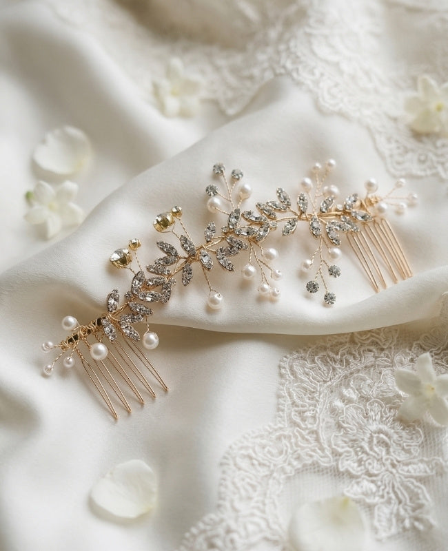 Peigne Fleuri Doré n°2 Femme «Élise»