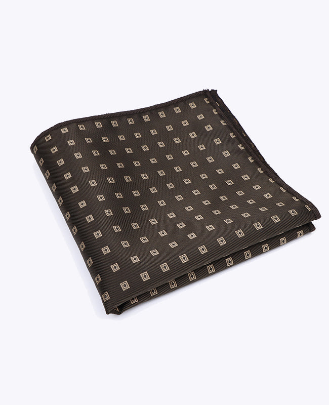Kavajnäsduk Brun n°2 Mönstrad i Polyester «Edmond»