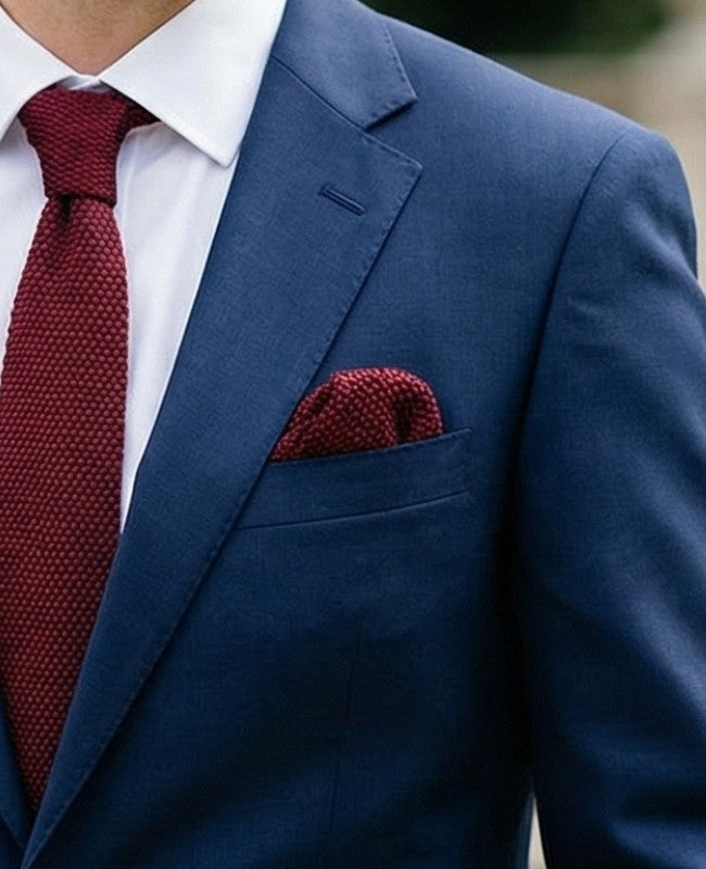 Kavajnäsduk Röd n°1 i Stickat «Léon»