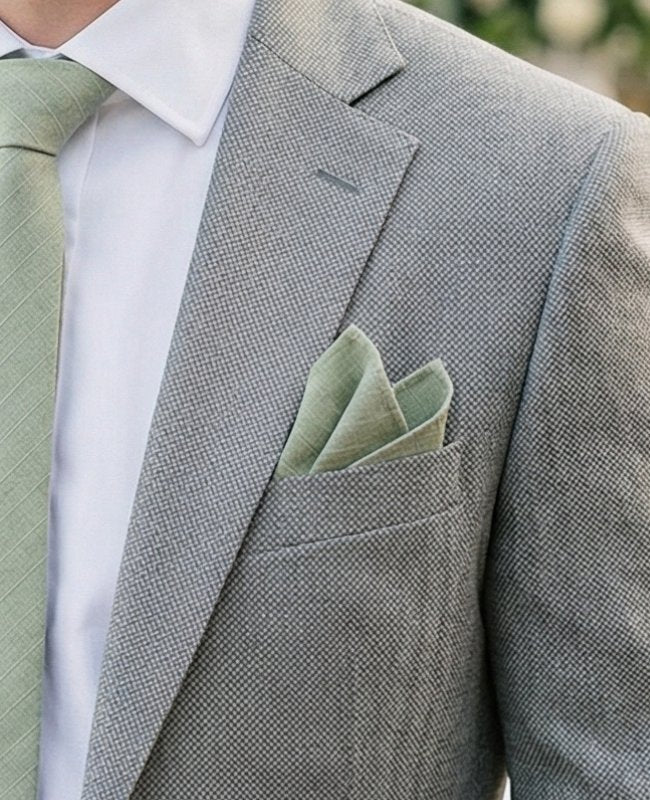 Pochette de Costume Vert n°2 en Coton «Oscar»