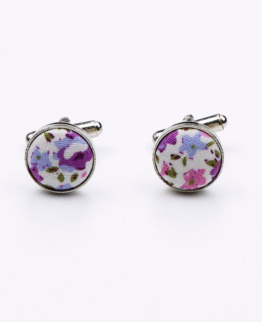 Boutons de Manchette Liberty Violet en Coton | Gaspard - Unipap's